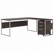 HYBRID 72W X 30D L SHAPED TABLE DESK WITH MOBILE FILE CABINET: STORM GRAY <FONT COLOR=GREEN>-FREE SHIPPING-</FONT> HYBRID 72W X 30D L SHAPED TABLE DESK WITH MOBILE FILE CABINET: STORM GRAY <FONT COLOR=GREEN>-FREE SHIPPING-</FONT>