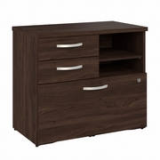 HYBRID OFFICE STORAGE CABINET WITH DRAWERS AND SHELVES: BLACK WALNUT <FONT COLOR=GREEN>-FREE SHIPPING-</FONT>