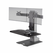 INNOVATIVE EH-WNSTE-2-CW WINSTON-E SIT-STAND DUAL MONITOR MOUNT W/ COMPACT WORKSURFACE. FREE SHIPPING.
