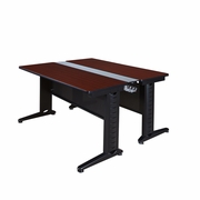 ION FIXED HEIGHT 48 X 58 IN. 2 PERSON BENCH WORKSTATION DESK- MAHOGANY. FREE SHIPPING.