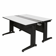 ION FIXED HEIGHT 48 X 58 IN. 2 PERSON BENCH WORKSTATION DESK- WHITE. FREE SHIPPING.