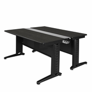 ION FIXED HEIGHT 66 X 58 IN. 2 PERSON BENCH WORKSTATION DESK- ASH GREY. FREE SHIPPING.