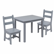 KIDS SOLID HARDWOOD TABLE AND CHAIR SET FOR PLAYROOM, BEDROOM, KITCHEN - 3 PIECE SET - GRAY: <font color=green>FREE SHIPPING!</font>