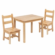 KIDS SOLID HARDWOOD TABLE AND CHAIR SET FOR PLAYROOM, BEDROOM, KITCHEN - 3 PIECE SET - NATURAL: <font color=green>FREE SHIPPING!</font>