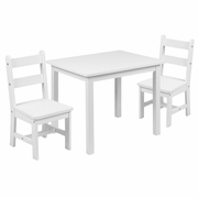 KIDS SOLID HARDWOOD TABLE AND CHAIR SET FOR PLAYROOM, BEDROOM, KITCHEN - 3 PIECE SET - WHITE: <font color=green>FREE SHIPPING!</font>