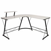 L-SHAPED DESK 71.5" COMPUTER CORNER DESK, HOME OFFICE CORNER DESK, GAMING DESK, SPACE SAVING, EASY TO ASSEMBLE, WHITE/BLACK: <font color=green>FREE SHIPPING!</font>