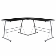 L-SHAPED DESK 83.5" COMPUTER CORNER DESK, GAMING CORNER DESK, HOME OFFICE CORNER DESK, GAMING DESK, EASY TO ASSEMBLE, BLACK: <font color=green>FREE SHIPPING!</font>