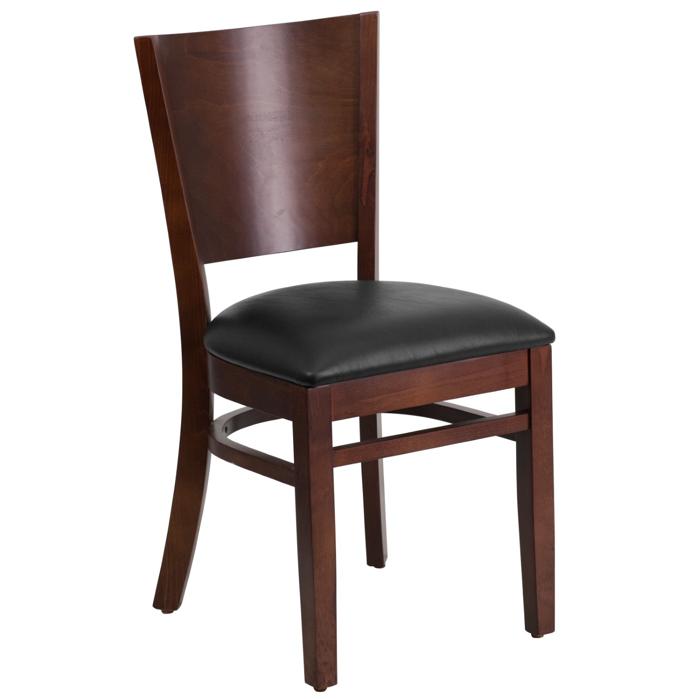 LACEY SERIES SOLID BACK WALNUT WOOD RESTAURANT CHAIR - BLACK VINYL SEAT <font color=green>FREE SHIPPING!</font> LACEY SERIES SOLID BACK WALNUT WOOD RESTAURANT CHAIR - BLACK VINYL SEAT <font color=green>FREE SHIPPING!</font>