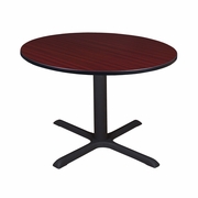 LARGE 48 IN. ROUND X-BASE BREAKROOM TABLE- MAHOGANY <FONT COLOR=GREEN>-FREE SHIPPING-</FONT>