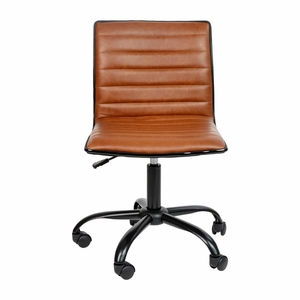 Low Back Designer Armless Brown Ribbed Swivel Task Office Chair