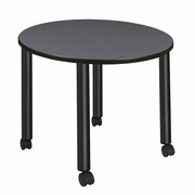 MEDIUM 36 IN. ROUND BREAKROOM TABLE- GREY TOP, BLACK MOBILE LEGS <FONT COLOR=GREEN>-FREE SHIPPING-</FONT>