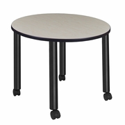 MEDIUM 36 IN. ROUND BREAKROOM TABLE- MAPLE TOP, BLACK MOBILE LEGS <FONT COLOR=GREEN>-FREE SHIPPING-</FONT>