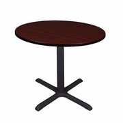 MEDIUM 36 IN. ROUND X-BASE BREAKROOM TABLE- MAHOGANY <FONT COLOR=GREEN>-FREE SHIPPING-</FONT>