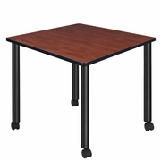 MEDIUM 36 IN. SQUARE BREAKROOM TABLE- CHERRY TOP, BLACK MOBILE LEGS <FONT COLOR=GREEN>-FREE SHIPPING-</FONT>