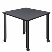 MEDIUM 36 IN. SQUARE BREAKROOM TABLE- GREY TOP, BLACK MOBILE LEGS <FONT COLOR=GREEN>-FREE SHIPPING-</FONT>