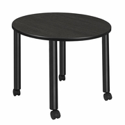 MEDIUM 42 IN. ROUND BREAKROOM TABLE- ASH GREY TOP, BLACK MOBILE LEGS <FONT COLOR=GREEN>-FREE SHIPPING-</FONT>