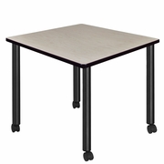 MEDIUM 42 IN. SQUARE BREAKROOM TABLE- MAPLE TOP, BLACK MOBILE LEGS <FONT COLOR=GREEN>-FREE SHIPPING-</FONT>