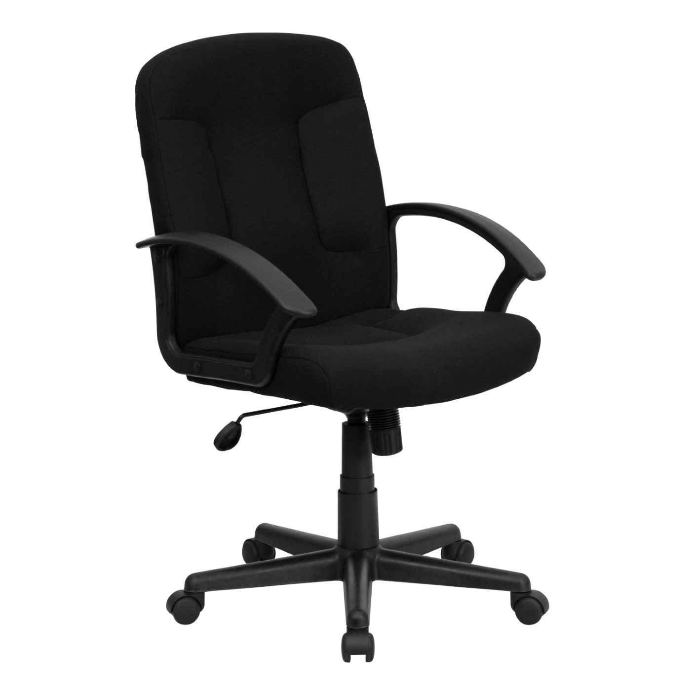 MID-BACK BLACK FABRIC EXECUTIVE SWIVEL OFFICE CHAIR WITH NYLON ARMS <font color=green>FREE SHIPPING!</font> MID-BACK BLACK FABRIC EXECUTIVE SWIVEL OFFICE CHAIR WITH NYLON ARMS <font color=green>FREE SHIPPING!</font>