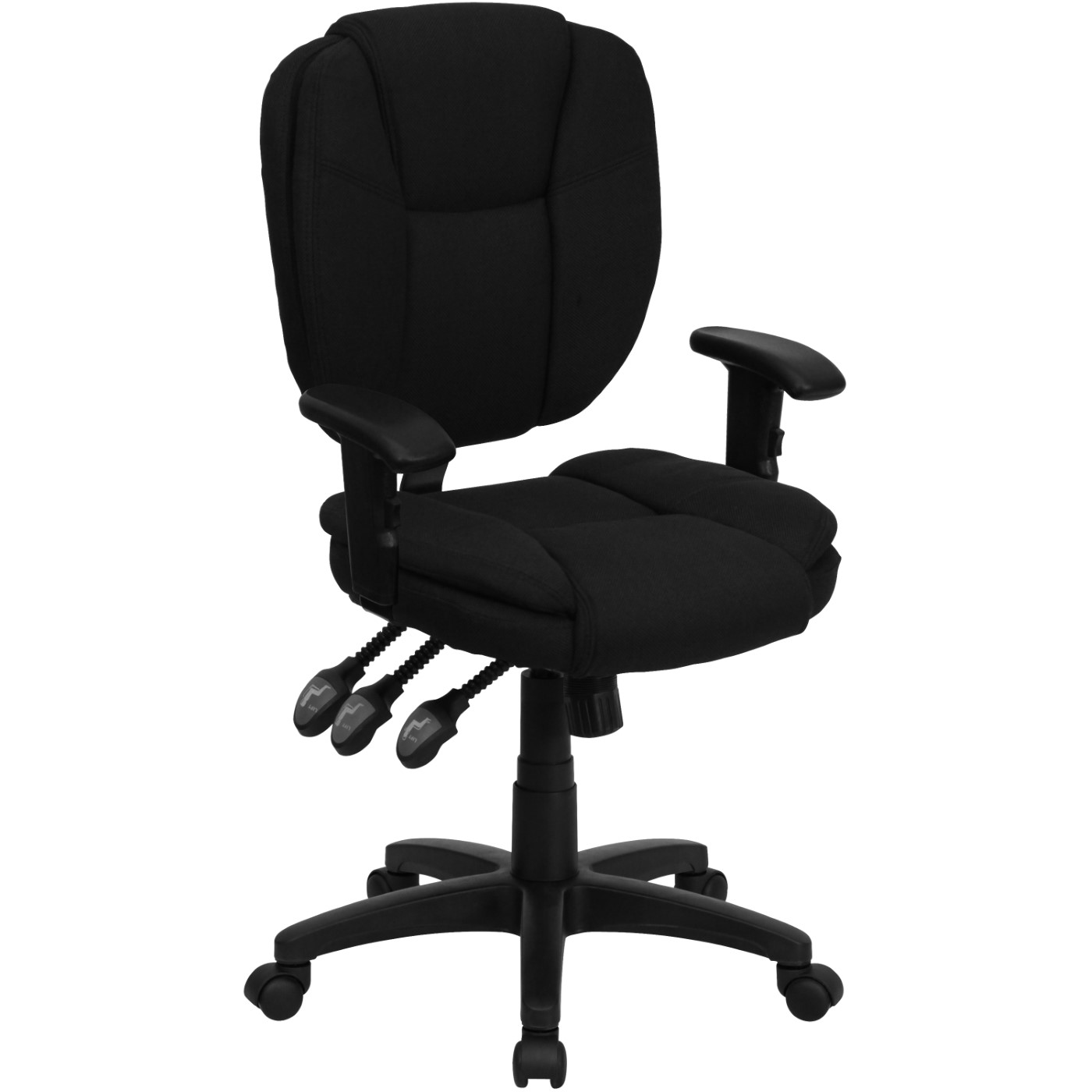MID-BACK BLACK FABRIC MULTIFUNCTION SWIVEL ERGONOMIC TASK OFFICE CHAIR WITH PILLOW TOP CUSHIONING AND ARMS: <font color=green>FREE SHIPPING!</font> MID-BACK BLACK FABRIC MULTIFUNCTION SWIVEL ERGONOMIC TASK OFFICE CHAIR WITH PILLOW TOP CUSHIONING AND ARMS: <font color=green>FREE SHIPPING!</font>