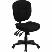 MID-BACK BLACK FABRIC MULTIFUNCTION SWIVEL ERGONOMIC TASK OFFICE CHAIR WITH PILLOW TOP CUSHIONING: <font color=green>FREE SHIPPING!</font>