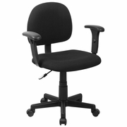 MID-BACK BLACK FABRIC SWIVEL TASK OFFICE CHAIR WITH ADJUSTABLE ARMS: <font color=green>FREE SHIPPING!</font>