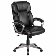 MID-BACK BLACK LEATHERSOFT EXECUTIVE SWIVEL OFFICE CHAIR WITH PADDED ARMS: <font color=green>FREE SHIPPING!</font>