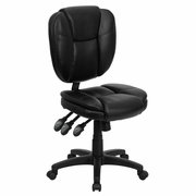 MID-BACK BLACK LEATHERSOFT MULTIFUNCTION SWIVEL ERGONOMIC TASK OFFICE CHAIR WITH PILLOW TOP CUSHIONING: <font color=green>FREE SHIPPING!</font>