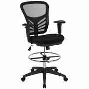 MID-BACK BLACK MESH ERGONOMIC DRAFTING CHAIR WITH ADJUSTABLE CHROME FOOT RING, ADJUSTABLE ARMS AND BLACK FRAME: <font color=green>FREE SHIPPING!</font> MID-BACK BLACK MESH ERGONOMIC DRAFTING CHAIR WITH ADJUSTABLE CHROME FOOT RING, ADJUSTABLE ARMS AND BLACK FRAME: <font color=green>FREE SHIPPING!</font>