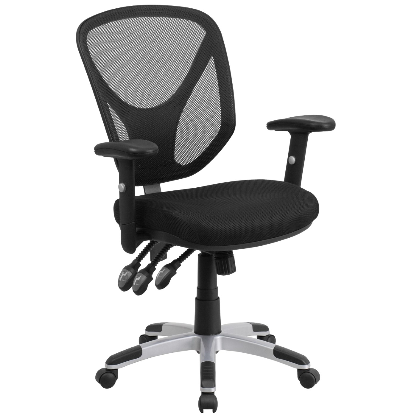 MID-BACK BLACK MESH MULTIFUNCTION SWIVEL ERGONOMIC TASK OFFICE CHAIR WITH ADJUSTABLE ARMS: <font color=green>FREE SHIPPING!</font> MID-BACK BLACK MESH MULTIFUNCTION SWIVEL ERGONOMIC TASK OFFICE CHAIR WITH ADJUSTABLE ARMS: <font color=green>FREE SHIPPING!</font>