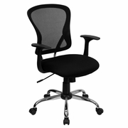 MID-BACK BLACK MESH SWIVEL TASK OFFICE CHAIR WITH CHROME BASE AND ARMS: <font color=green>FREE SHIPPING!</font> MID-BACK BLACK MESH SWIVEL TASK OFFICE CHAIR WITH CHROME BASE AND ARMS: <font color=green>FREE SHIPPING!</font>