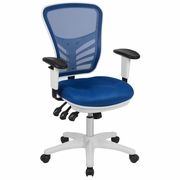 MID-BACK BLUE MESH MULTIFUNCTION EXECUTIVE SWIVEL ERGONOMIC OFFICE CHAIR WITH ADJUSTABLE ARMS AND WHITE FRAME: <font color=green>FREE SHIPPING!</font> MID-BACK BLUE MESH MULTIFUNCTION EXECUTIVE SWIVEL ERGONOMIC OFFICE CHAIR WITH ADJUSTABLE ARMS AND WHITE FRAME: <font color=green>FREE SHIPPING!</font>