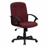 MID-BACK BURGUNDY FABRIC EXECUTIVE SWIVEL OFFICE CHAIR WITH NYLON ARMS <font color=green>FREE SHIPPING!</font>