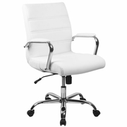 MID-BACK GOLD LEATHERSOFT EXECUTIVE SWIVEL OFFICE CHAIR WITH CHROME FRAME AND ARMS: <font color=green>FREE SHIPPING!</font>