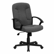 MID-BACK GRAY FABRIC EXECUTIVE SWIVEL OFFICE CHAIR WITH NYLON ARMS: <font color=green>FREE SHIPPING!</font>
