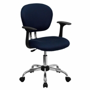 MID-BACK NAVY MESH PADDED SWIVEL TASK OFFICE CHAIR WITH CHROME BASE AND ARMS <font color=green>FREE SHIPPING!</font>