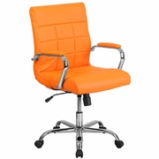 MID-BACK ORANGE VINYL EXECUTIVE SWIVEL OFFICE CHAIR WITH CHROME BASE AND ARMS <font color=green>FREE SHIPPING!</font>
