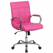 MID-BACK PINK VINYL EXECUTIVE SWIVEL OFFICE CHAIR WITH CHROME BASE AND ARMS: <font color=green>FREE SHIPPING!</font>