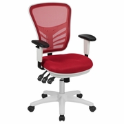 MID-BACK RED MESH MULTIFUNCTION EXECUTIVE SWIVEL ERGONOMIC OFFICE CHAIR WITH ADJUSTABLE ARMS AND WHITE FRAME: <font color=green>FREE SHIPPING!</font> MID-BACK RED MESH MULTIFUNCTION EXECUTIVE SWIVEL ERGONOMIC OFFICE CHAIR WITH ADJUSTABLE ARMS AND WHITE FRAME: <font color=green>FREE SHIPPING!</font>