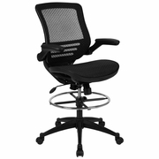 MID-BACK TRANSPARENT BLACK MESH DRAFTING CHAIR WITH BLACK FRAME AND FLIP-UP ARMS: <font color=green>FREE SHIPPING!</font> MID-BACK TRANSPARENT BLACK MESH DRAFTING CHAIR WITH BLACK FRAME AND FLIP-UP ARMS: <font color=green>FREE SHIPPING!</font>