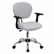 MID-BACK WHITE MESH PADDED SWIVEL TASK OFFICE CHAIR WITH CHROME BASE AND ARMS: <font color=green>FREE SHIPPING!</font>