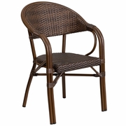 MILANO SERIES COCOA RATTAN RESTAURANT PATIO CHAIR WITH BAMBOO-ALUMINUM FRAME: <font color=green>FREE SHIPPING!</font>