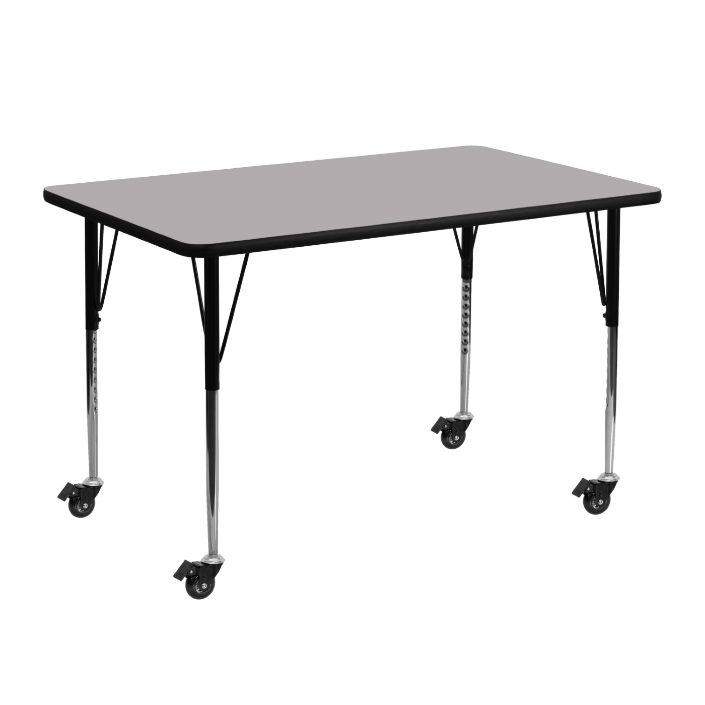 MOBILE 24''W X 48''L RECTANGULAR GREY THERMAL LAMINATE ACTIVITY TABLE - STANDARD HEIGHT ADJUSTABLE LEGS <font color=green>FREE SHIPPING!</font> MOBILE 24''W X 48''L RECTANGULAR GREY THERMAL LAMINATE ACTIVITY TABLE - STANDARD HEIGHT ADJUSTABLE LEGS <font color=green>FREE SHIPPING!</font>