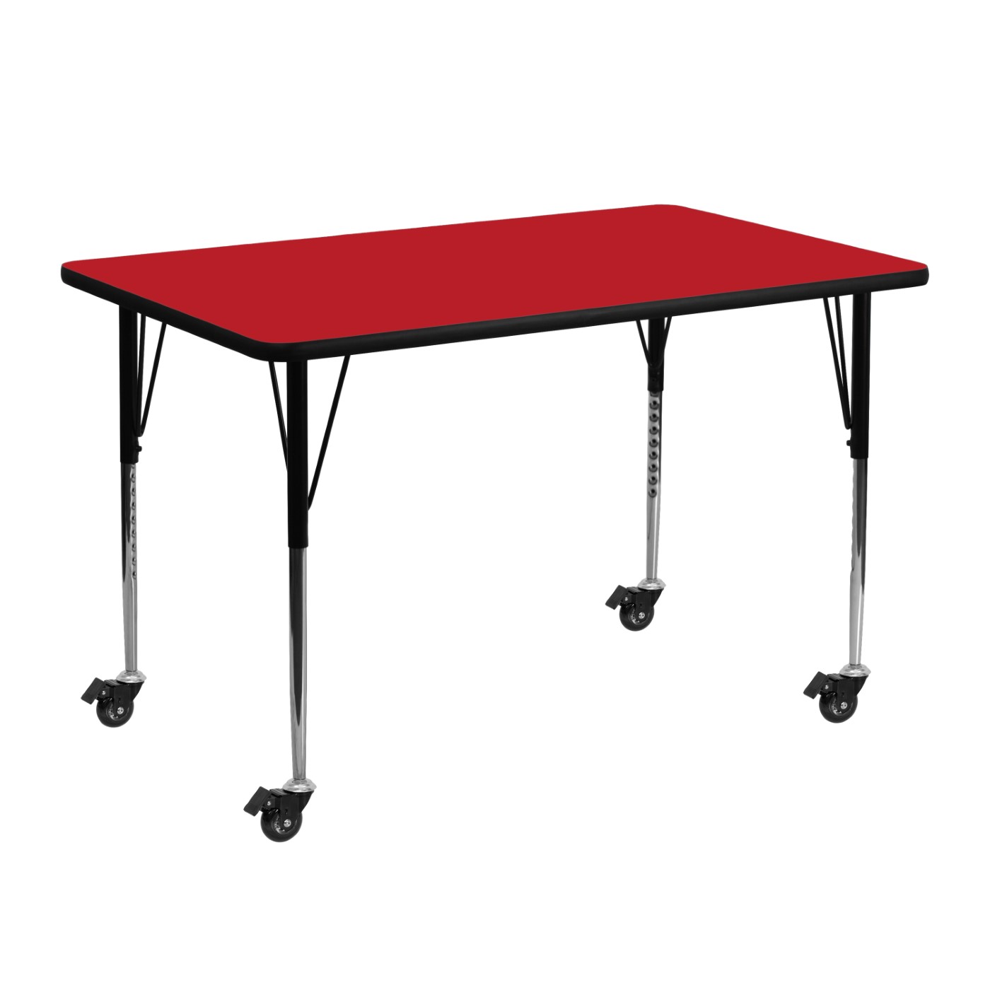 MOBILE 24''W X 48''L RECTANGULAR RED HP LAMINATE ACTIVITY TABLE - STANDARD HEIGHT ADJUSTABLE LEGS <font color=green>FREE SHIPPING!</font> MOBILE 24''W X 48''L RECTANGULAR RED HP LAMINATE ACTIVITY TABLE - STANDARD HEIGHT ADJUSTABLE LEGS <font color=green>FREE SHIPPING!</font>