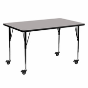 MOBILE 24''W X 60''L RECTANGULAR GREY HP LAMINATE ACTIVITY TABLE - STANDARD HEIGHT ADJUSTABLE LEGS <font color=green>FREE SHIPPING!</font>