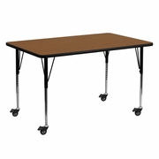 MOBILE 24''W X 60''L RECTANGULAR OAK HP LAMINATE ACTIVITY TABLE - STANDARD HEIGHT ADJUSTABLE LEGS <font color=green>FREE SHIPPING!</font>