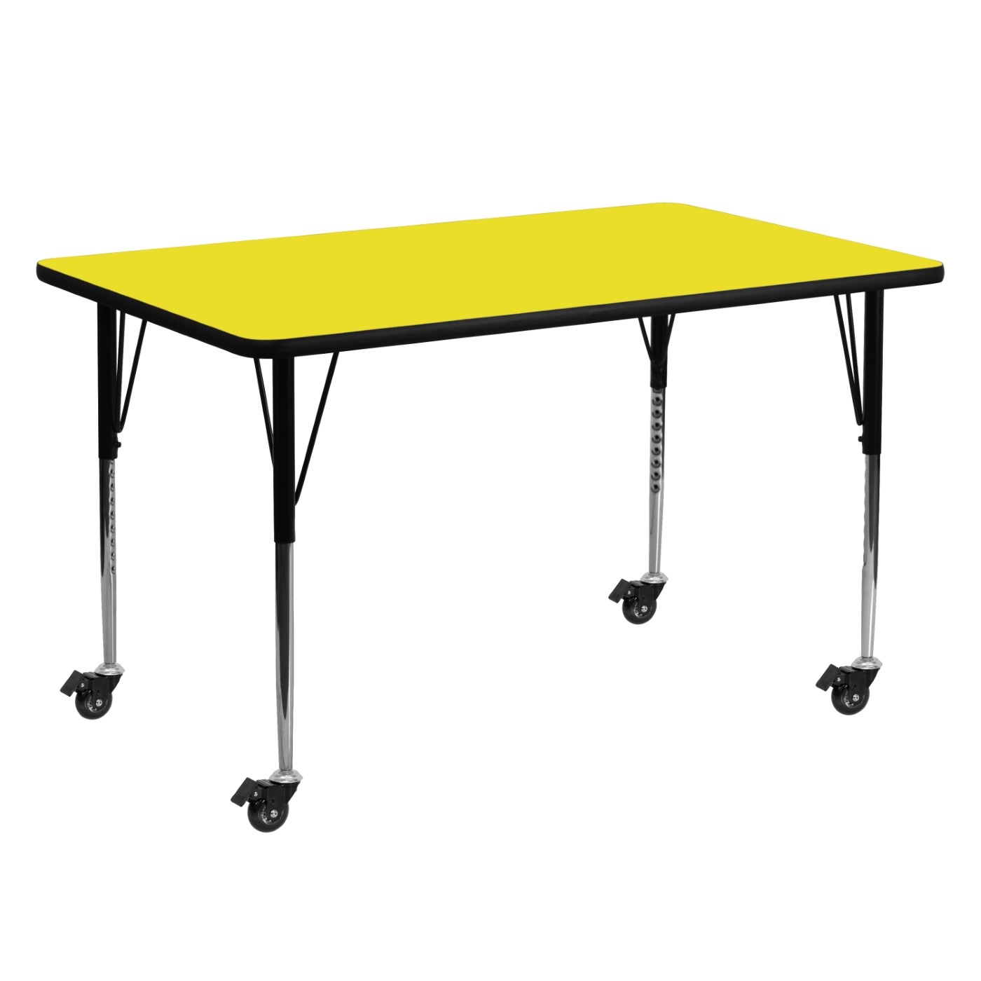 MOBILE 24''W X 60''L RECTANGULAR YELLOW HP LAMINATE ACTIVITY TABLE - STANDARD HEIGHT ADJUSTABLE LEGS <font color=green>FREE SHIPPING!</font> MOBILE 24''W X 60''L RECTANGULAR YELLOW HP LAMINATE ACTIVITY TABLE - STANDARD HEIGHT ADJUSTABLE LEGS <font color=green>FREE SHIPPING!</font>