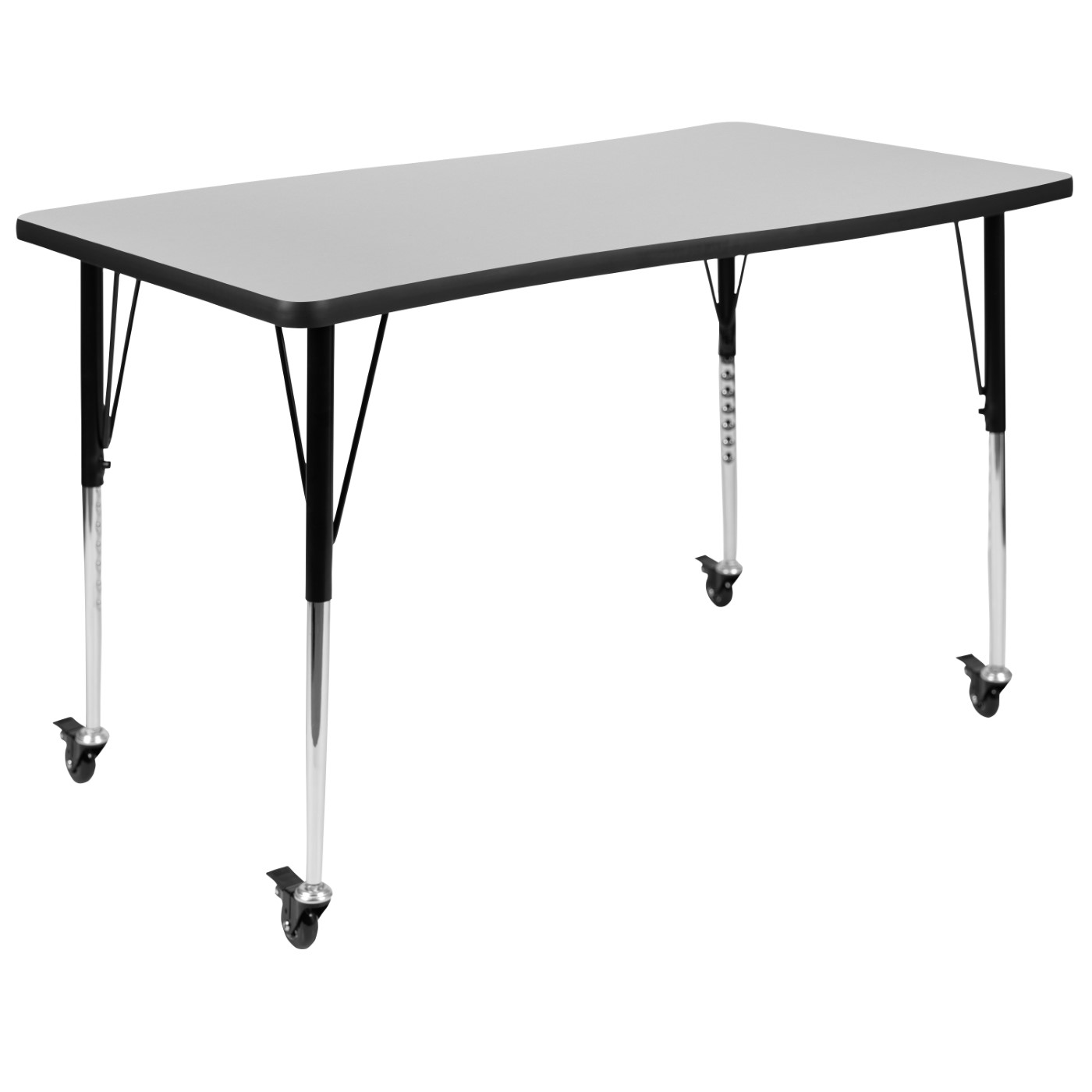 MOBILE 28"W X 47.5"L RECTANGULAR WAVE FLEXIBLE COLLABORATIVE GREY LAMINATE ACTIVITY TABLE-STANDARD HEIGHT ADJUSTABLE LEGS <font color=green>FREE SHIPPING!</font> MOBILE 28"W X 47.5"L RECTANGULAR WAVE FLEXIBLE COLLABORATIVE GREY LAMINATE ACTIVITY TABLE-STANDARD HEIGHT ADJUSTABLE LEGS <font color=green>FREE SHIPPING!</font>