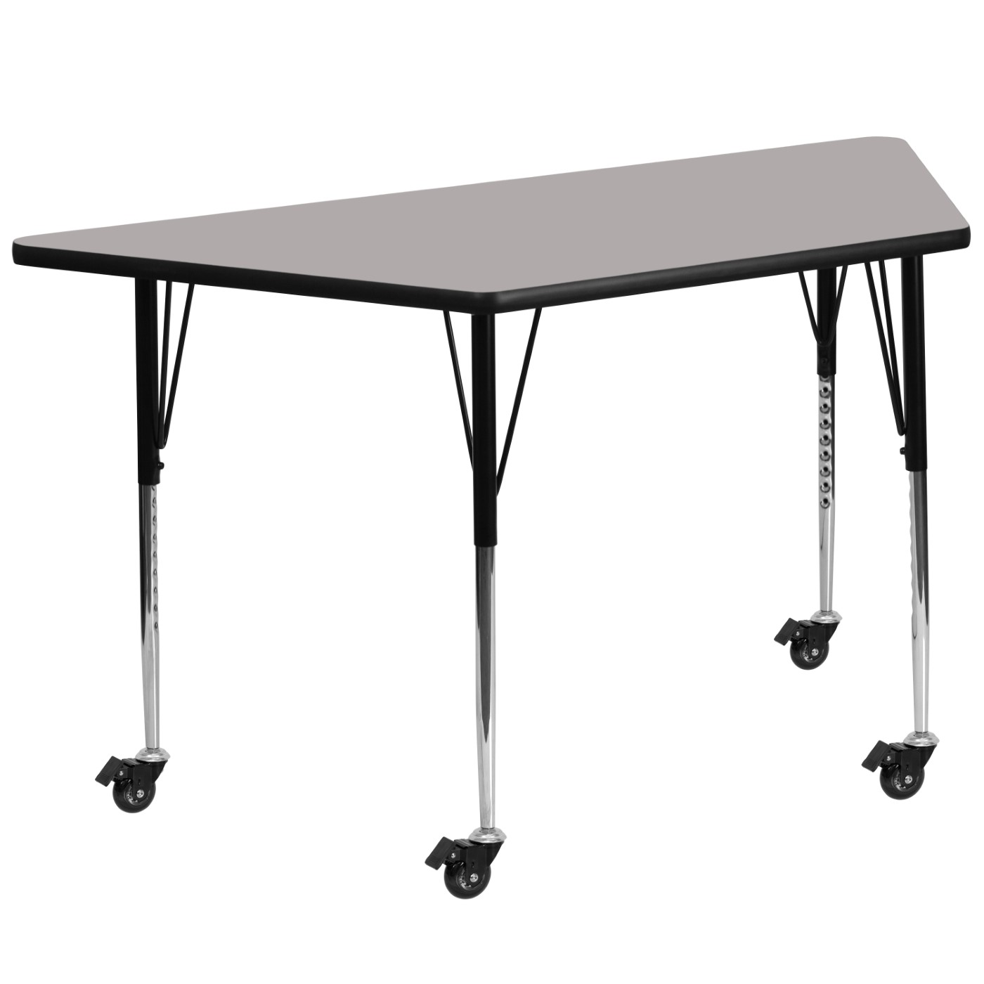 MOBILE 29''W X 57''L TRAPEZOID GREY HP LAMINATE ACTIVITY TABLE - STANDARD HEIGHT ADJUSTABLE LEGS <font color=green>FREE SHIPPING!</font> MOBILE 29''W X 57''L TRAPEZOID GREY HP LAMINATE ACTIVITY TABLE - STANDARD HEIGHT ADJUSTABLE LEGS <font color=green>FREE SHIPPING!</font>
