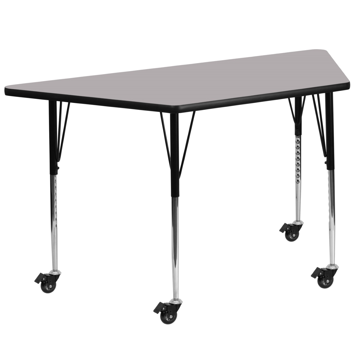 MOBILE 29''W X 57''L TRAPEZOID GREY THERMAL LAMINATE ACTIVITY TABLE - STANDARD HEIGHT ADJUSTABLE LEGS <font color=green>FREE SHIPPING!</font> MOBILE 29''W X 57''L TRAPEZOID GREY THERMAL LAMINATE ACTIVITY TABLE - STANDARD HEIGHT ADJUSTABLE LEGS <font color=green>FREE SHIPPING!</font>