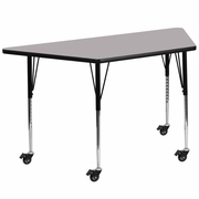 MOBILE 29''W X 57''L TRAPEZOID GREY THERMAL LAMINATE ACTIVITY TABLE - STANDARD HEIGHT ADJUSTABLE LEGS <font color=green>FREE SHIPPING!</font>